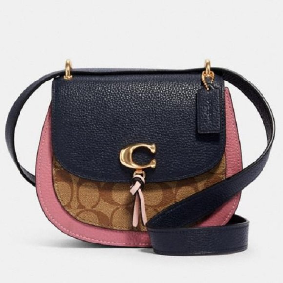 $239 *NEW* COACH Im/Khaki/Midnight Blue Multi Saddle Bag - Picture 10 of 15